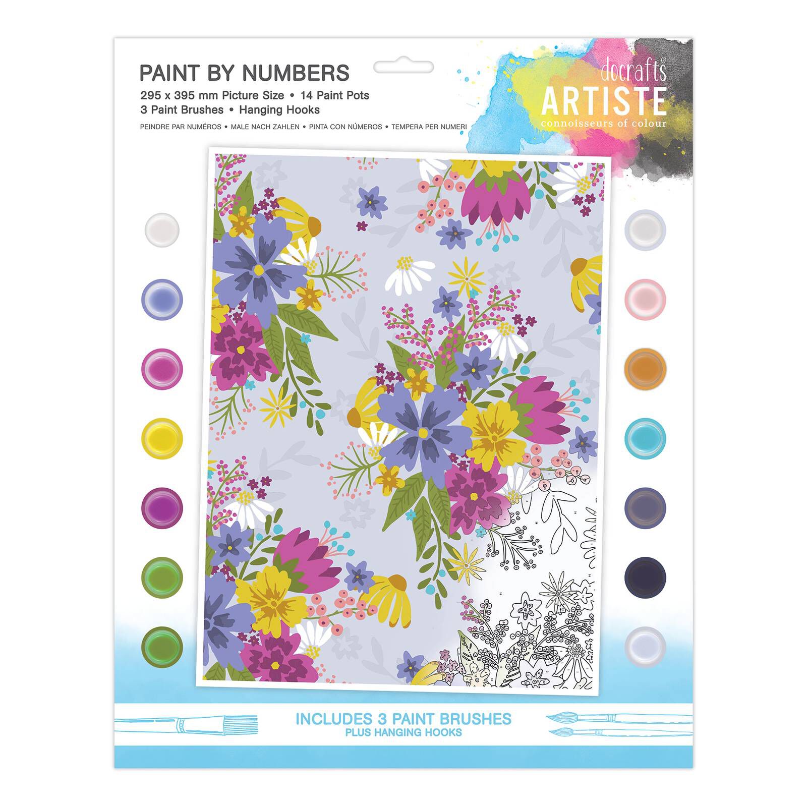 Artiste Crowded Florals Paint by Numbers Hobbycraft