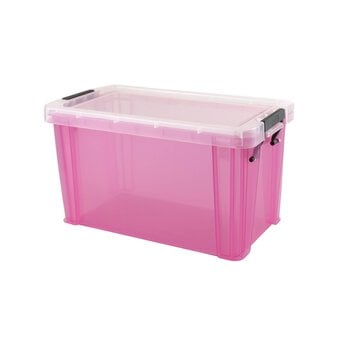 Whitefurze Allstore 2.6 Litre Transparent Pink Storage Box 