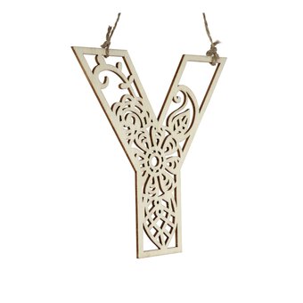 Wooden Filigree Hanging Letter Y 12cm