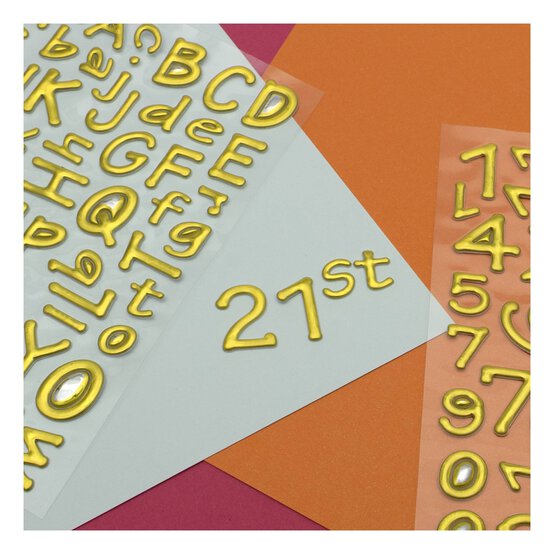 Gold Metallic Puffy Alphabet Stickers 116 Pieces  image number 2