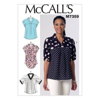 McCall’s V-Neck Tops Sewing Pattern M7359 (XS-M)