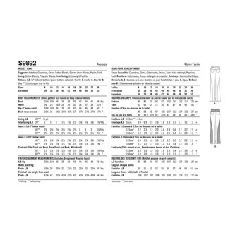 Simplicity Women's Trousers Sewing Pattern S9892 (K5 8-16)