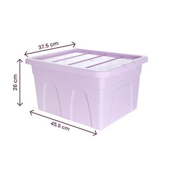 Whitefurze 32 Litre Pastel Purple Stack and Store Storage Box  image number 4