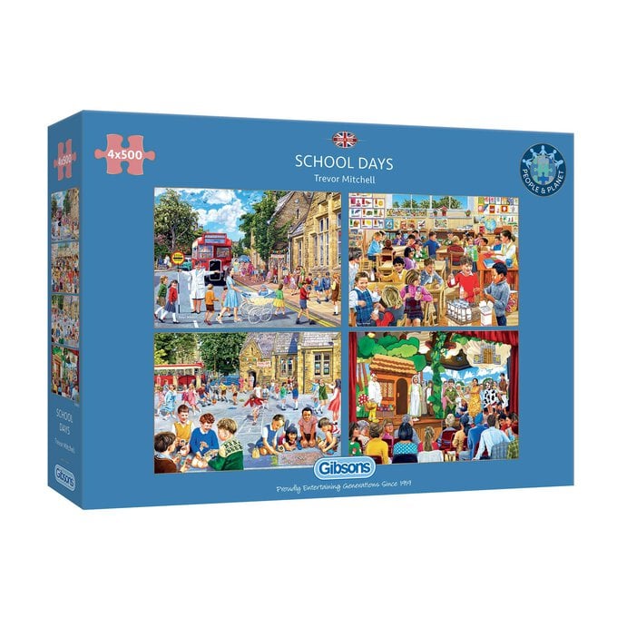 Gibsons School Days Jigsaw Puzzles 500 Pieces 4 Pack image number 1
