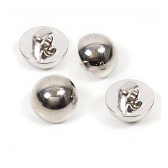 Hemline Silver Metal Dome Button 4 Pack
