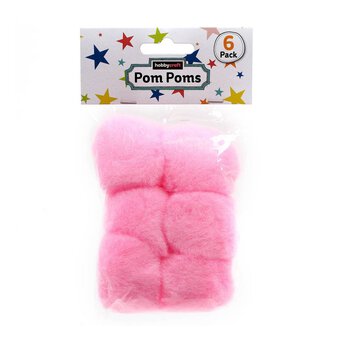 Pink Pom Poms 5cm 6 Pack