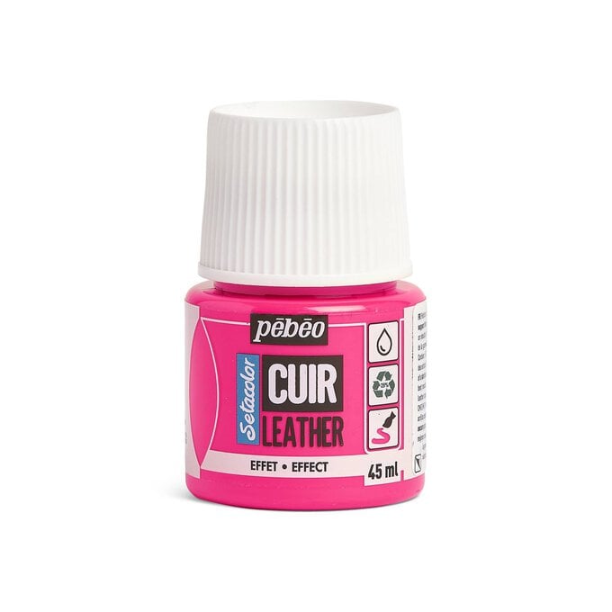 Pebeo Setacolor Fluorescent Pink Leather Paint 45ml image number 1