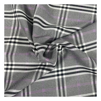 Pink and Black Check Spandex Jersey Fabric by the Metre
