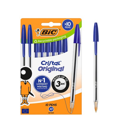 BIC Cristal Original Blue Ballpoint Pens 10 Pack image number 2