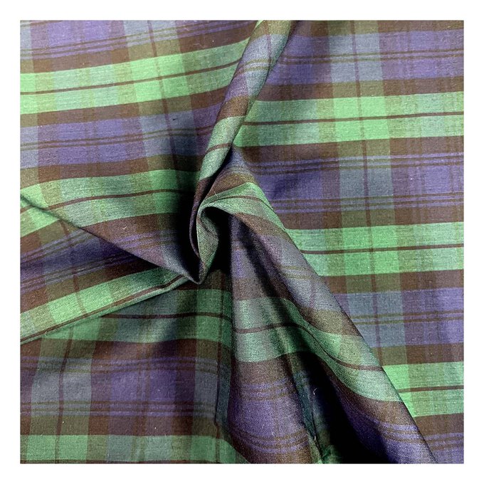 Navy Poly Cotton Tartan Fabric by the Metre image number 1