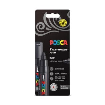 Uni-ball Posca Black PC-7M Marker Pens 2 Pack