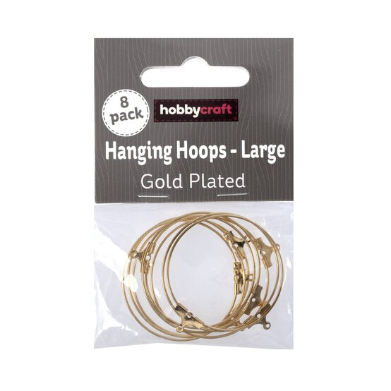 Gold Plated Hanging Hoops 35mm 8 Pack image number 1