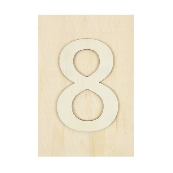 Wooden Number 8 Plaque 10cm x 15cm image number 1