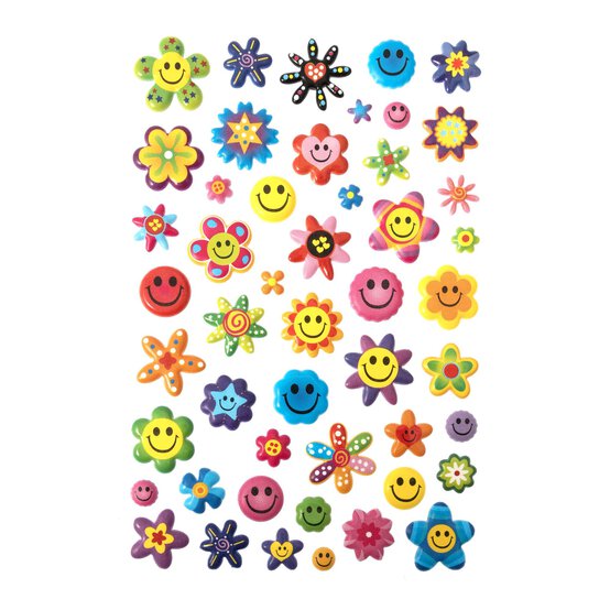 Smiley Flower Puffy Stickers image number 1