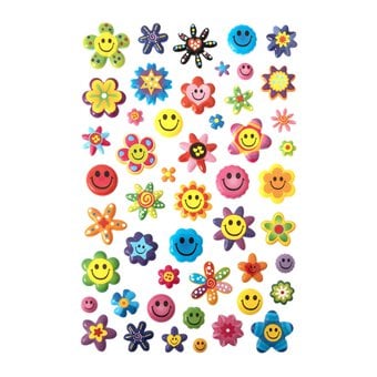 Smiley Flower Puffy Stickers