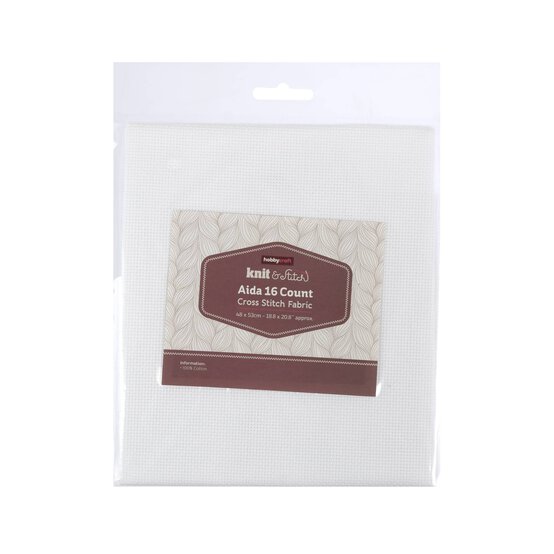 White 16 Count Aida Fabric 48cm x 53cm image number 1