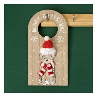 Christmas Dog Wooden Door Hanger