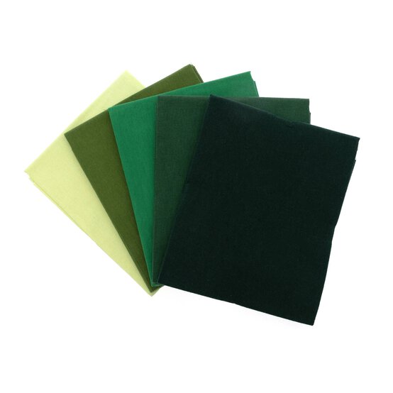 Solid Green Cotton Fat Quarters 5 Pack image number 1
