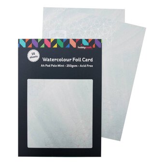 Pale Mint Watercolour Foil Card A4 16 Sheets