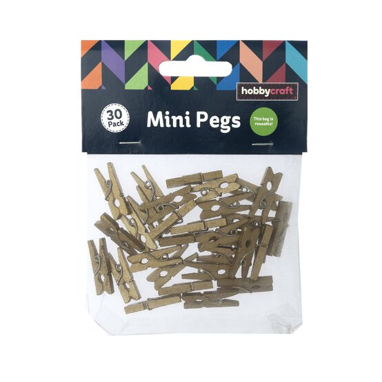 Mini Gold Wooden Pegs 30 Pack image number 4