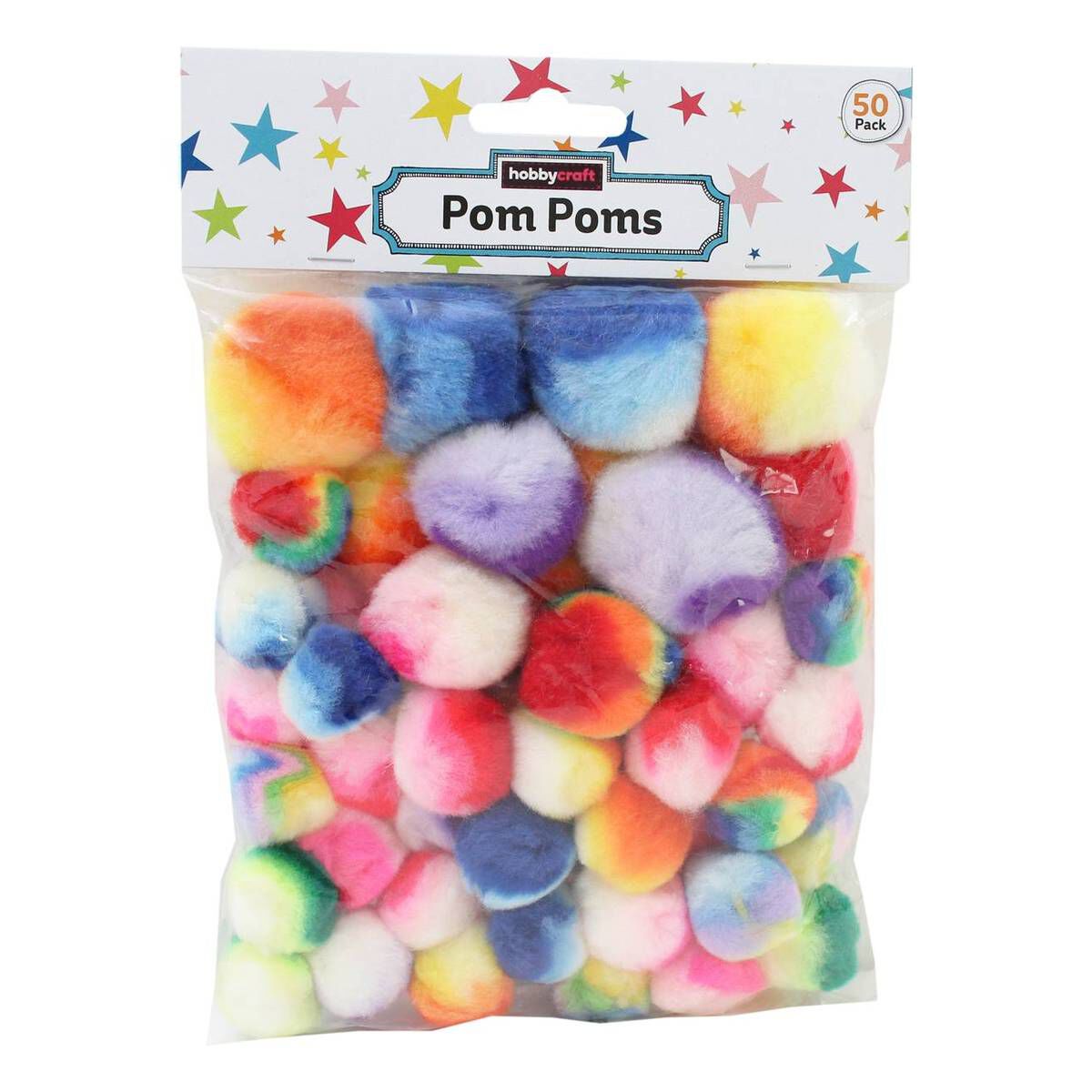 Rainbow Pom Poms 50 Pack Hobbycraft