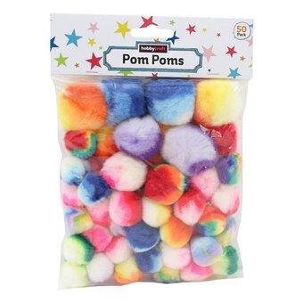 Rainbow Pom Poms 50 Pack