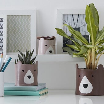 How to Make a Family of Clay Bear Planters