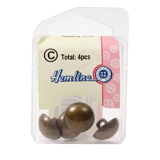 Hemline Bronze Metal Dome Button 4 Pack image number 2