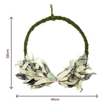 Green and Whitewash Leaf Wreath 40cm image number 5