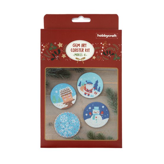 Christmas Gem Art Coaster Kit 4 Pack  image number 3
