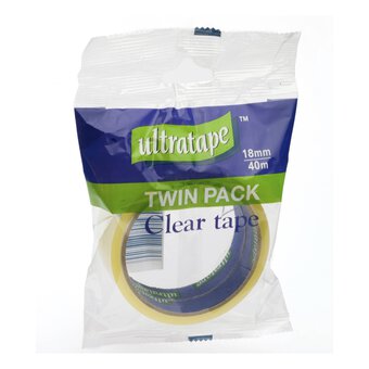 Ultratape Clear Tape 18mm x 40m 2 Pack 
