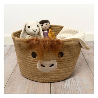 Highland Cow Cotton Rope Basket 30cm x 18cm
