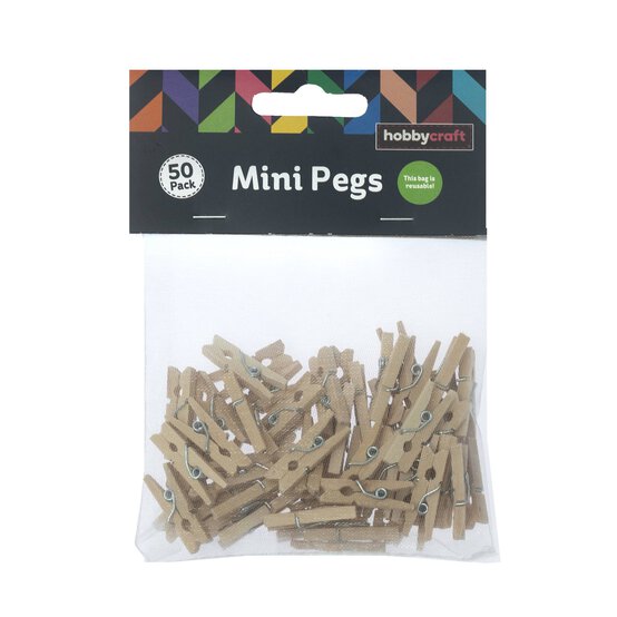 Mini Natural Wooden Pegs 50 Pack image number 4