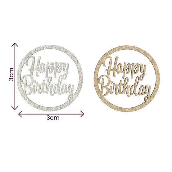Wooden Happy Birthday Confetti 24 Pieces image number 3