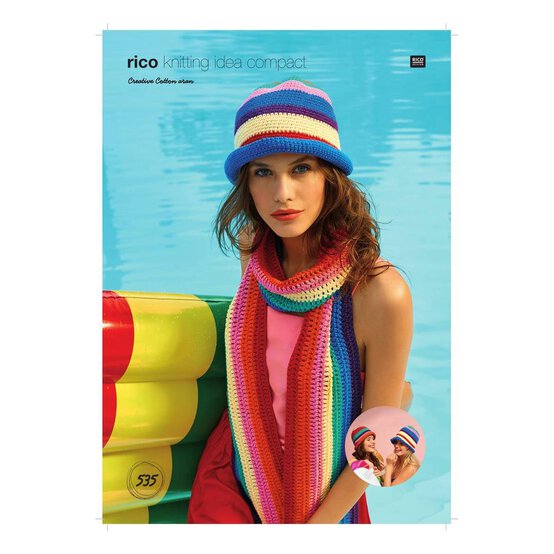 Rico Creative Cotton Aran Scarf and Hats Digital Pattern 535 image number 1