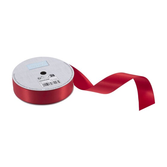 Trimits Red Double-Faced Satin Ribbon by the Metre 25mm image number 1