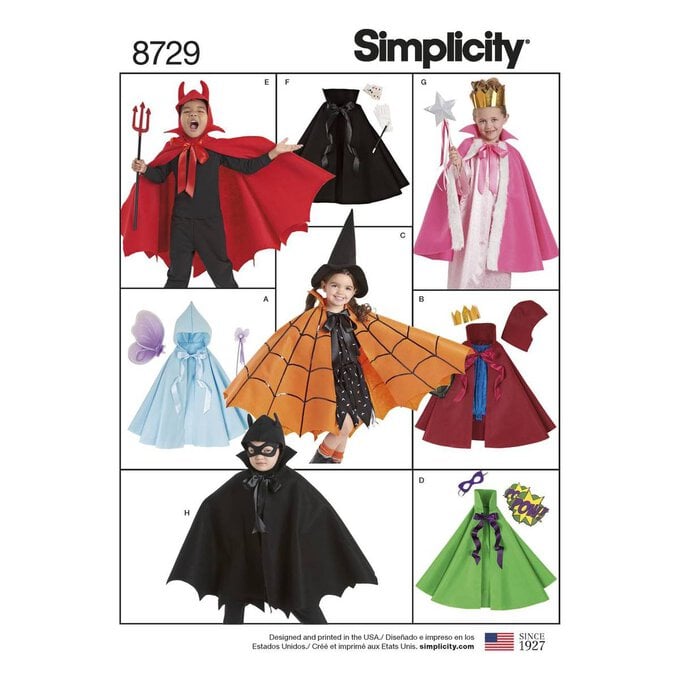 Simplicity Kids’ Cape Costume Sewing Pattern 8729 (S-L) image number 1
