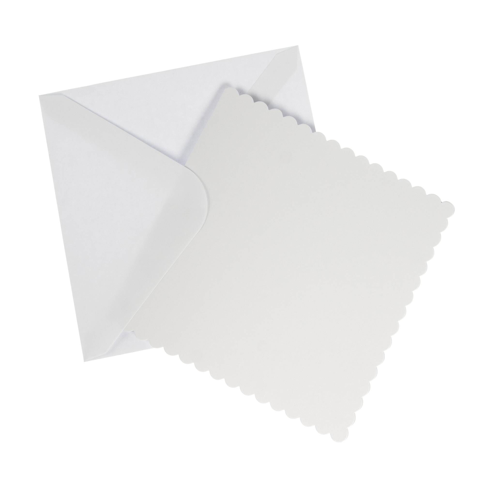 White Scalloped Cards and Envelopes 8 x 8 Inches 25 Pack Hobbycraft