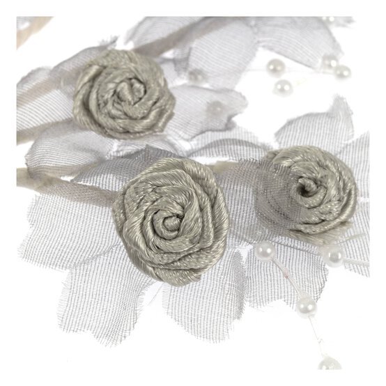 Silver Pearl Rose Wired Floral Picks 6 Pieces image number 3