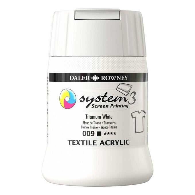 Daler-Rowney System3 Titanium White Textile Screen Printing Acrylic Ink 250ml image number 1