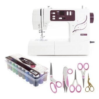 Hobbycraft 100S Sewing Machine, Threads and Scissors Bundle