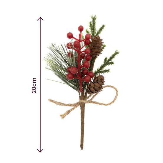 Pinecone, Berry and Twine Pick 20cm image number 3