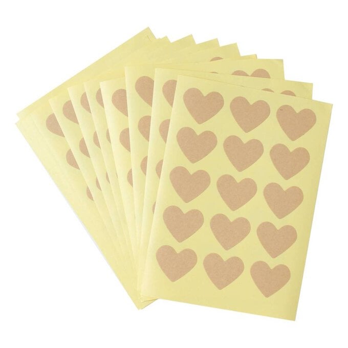 Kraft Heart Stickers 15 Pack image number 1
