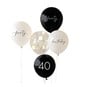 Ginger Ray Black and Champagne Gold 40th Birthday Party Balloons 5 Pack image number 1
