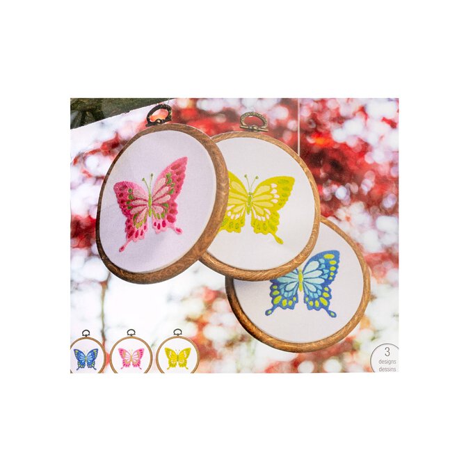 Vervaco Mini Butterfly Embroidery Kit 3 Pack image number 1