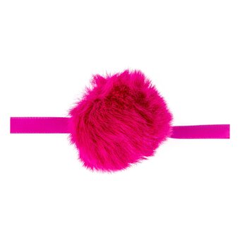Bright Pink Faux Fur Pom Pom 6cm image number 3