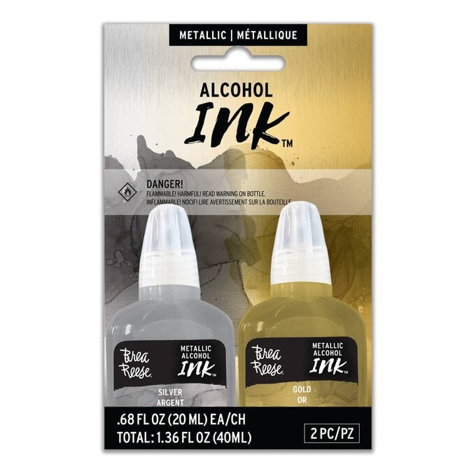 Brea Reese Gold and Silver Alcohol Ink 20ml 2 Pack image number 1