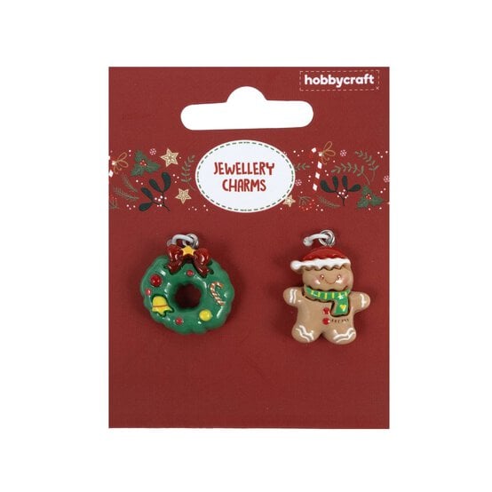 Wreath and Gingerbread Jewellery Charm 2 Pack image number 2