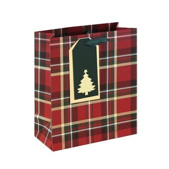 Red Tartan Gift Bag 26cm x 22cm 