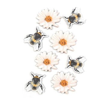 Bee and Flower Chipboard Stickers 8 Pack